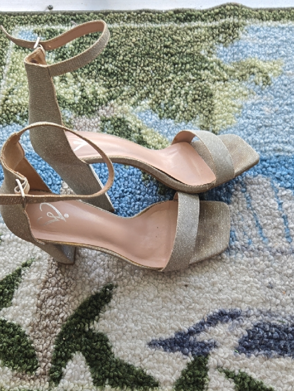 Windsor Ankle Strap Block Heel,8.5 ,Sandals - Silver 3.5"heel